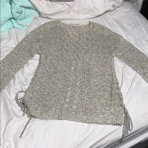 GRAY SEE THROUGH SWEATER SHIRT